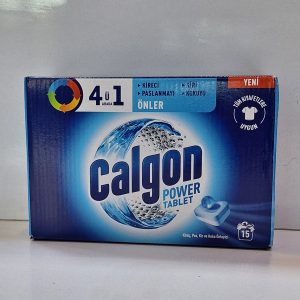 جعبه قرص جرم‌گیر ماشین لباسشویی کالگون پاور تبلت ۱۵ عددی، ضد رسوب و محافظ دستگاه با فرمول ۴ در ۱ برای جلوگیری از آهک، کثیفی، زنگ‌زدگی و بوی بد