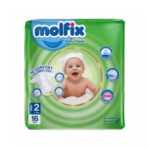پوشک مولفیکس سایز 2 – بسته ۸۰ عددی Mini با فناوری Oxygen Tech و جذب دوگانه برای نوزاد ۳-۶ کیلو ۲۰۲۵