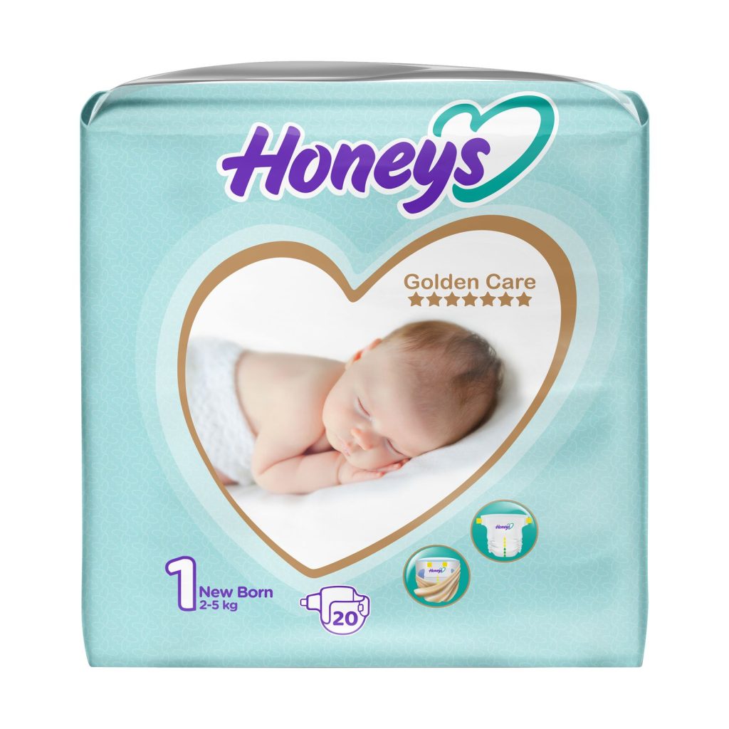 پوشک هانیز 1 – بسته ۹۶ عددی Newborn با GentleAbsorb Liner و جلوگیری از blowout برای نوزاد ۴-۶ کیلو