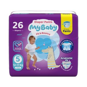 پوشک مای بیبی شورتی سایز 5 – بسته ۳۲ عددی با کانال فوق جاذب و افزایش جذب ۴ برابری برای کودک ۱۱-۲۵ کیلو