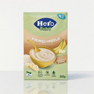 غذای کمکی هرو برنج و موز بسته 200 گرمی، فرنی هیدرولیز غنی امگا و ویتامین برای نوزادان 6 ماهگی، بافت نرم با طعم طبیعی میوه بدون شکر.