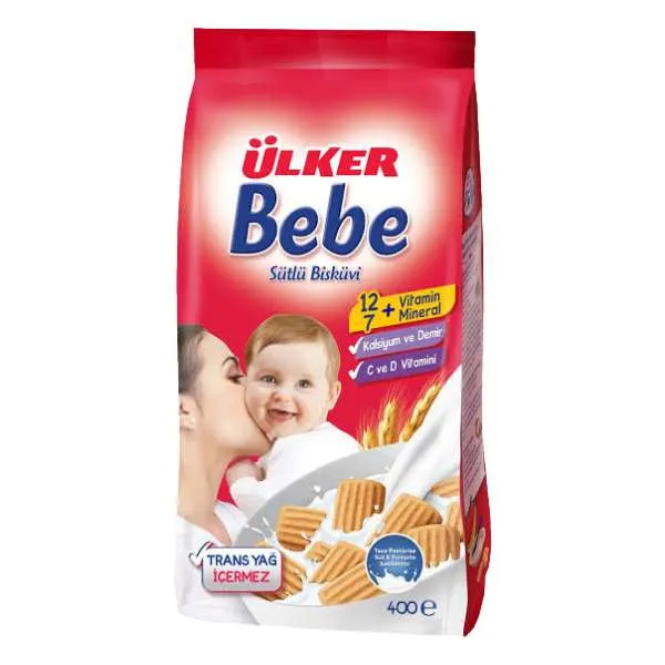 بیسکوئیت اولکر ببه با شیر (Ülker Bebe Sütlü Bisküvi) حجم ۴۰۰ گرم